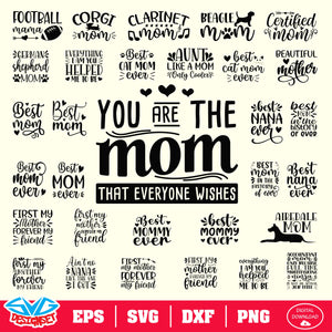 Happy Mother's Day Bundle Svg, Dxf, Eps, Png, Clipart, Silhouette and Cutfiles #1C - SVGDesignSets