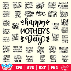 Happy Mother's Day Bundle Svg, Dxf, Eps, Png, Clipart, Silhouette and Cutfiles #1D - SVGDesignSets