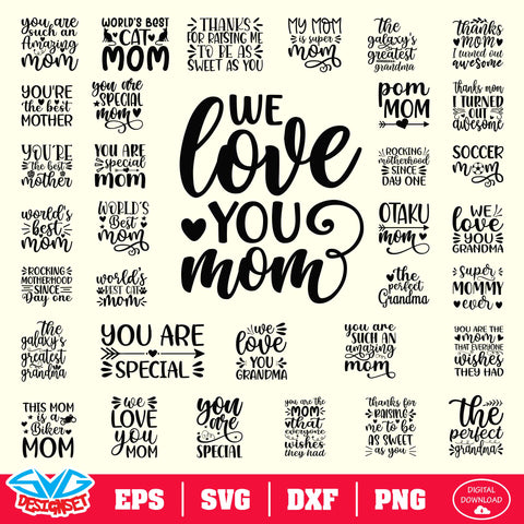 Happy Mother's Day Bundle Svg, Dxf, Eps, Png, Clipart, Silhouette and Cutfiles #1E - SVGDesignSets