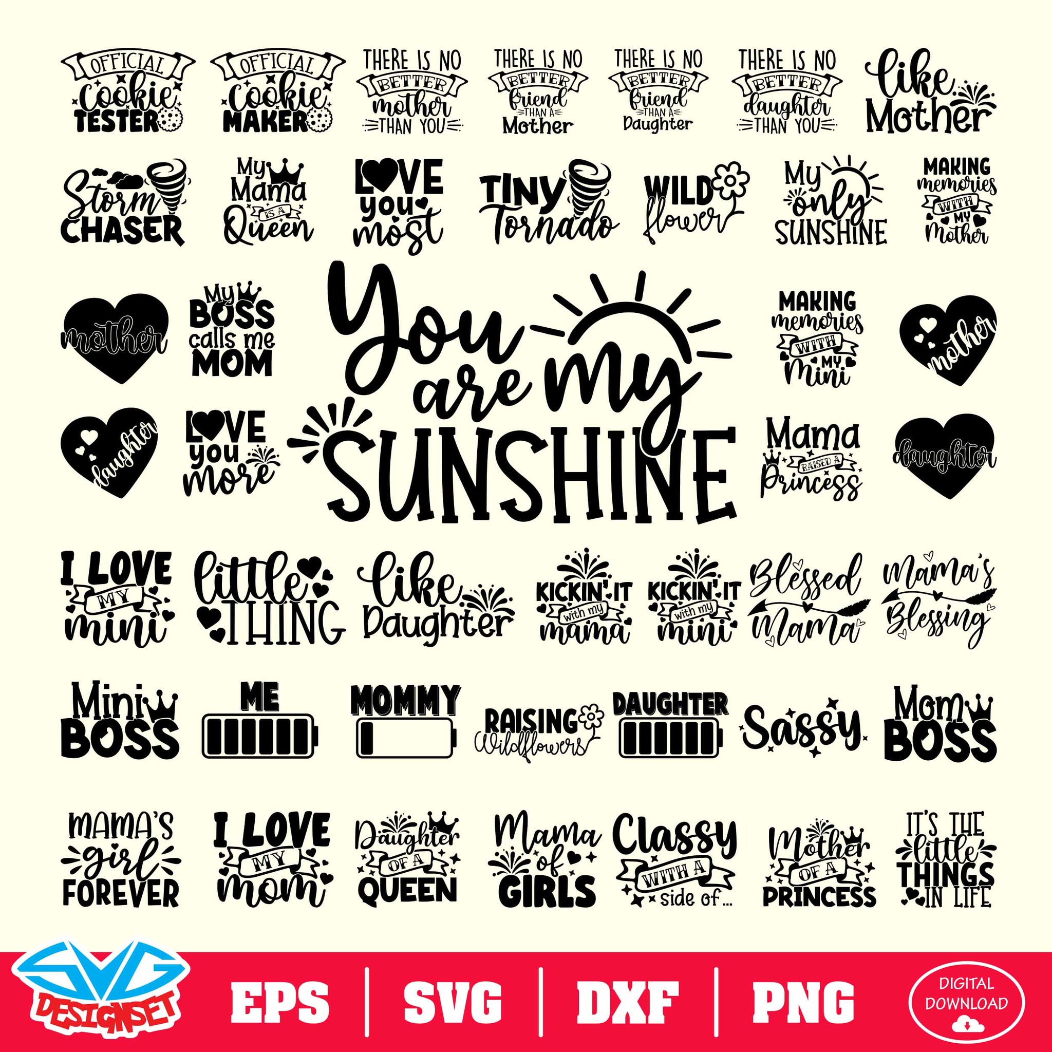 Happy Mother's Day Bundle Svg, Dxf, Eps, Png, Clipart, Silhouette and Cutfiles #2 - SVGDesignSets