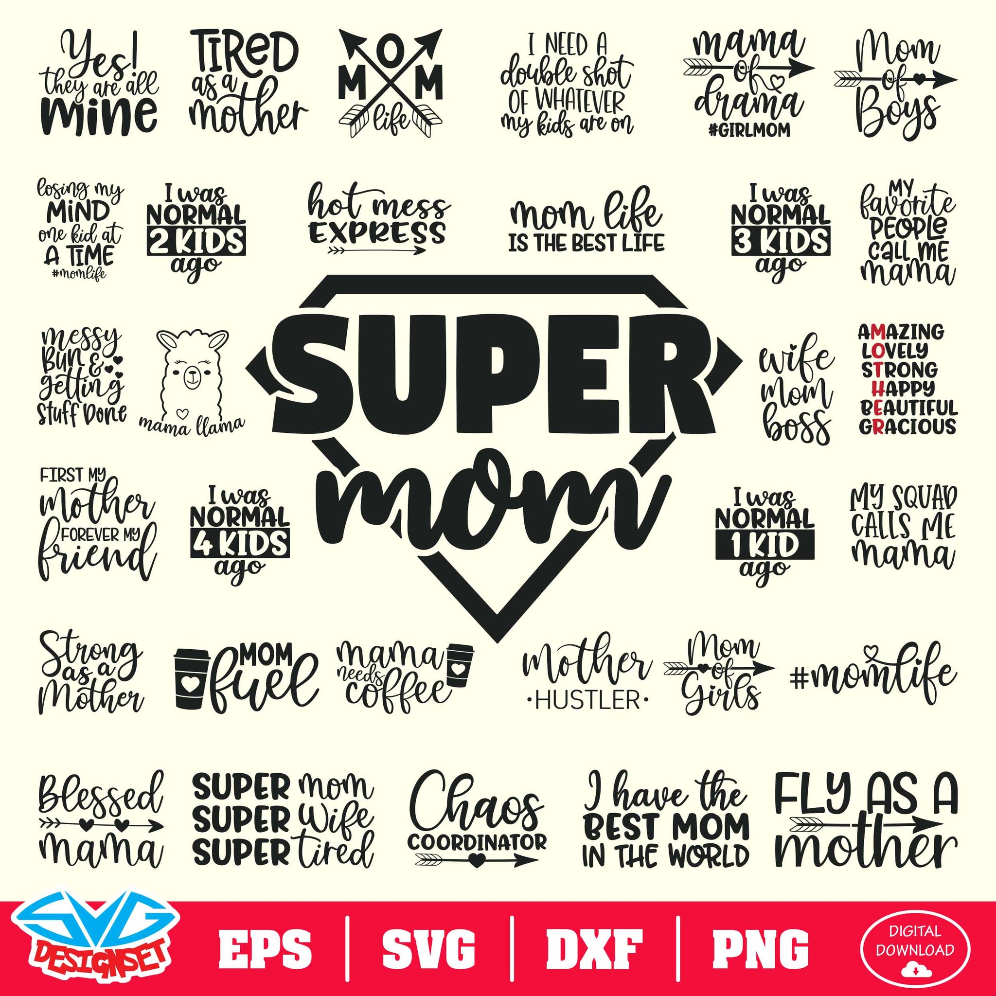 Happy Mother's Day Bundle Svg, Dxf, Eps, Png, Clipart, Silhouette and Cutfiles #4 - SVGDesignSets