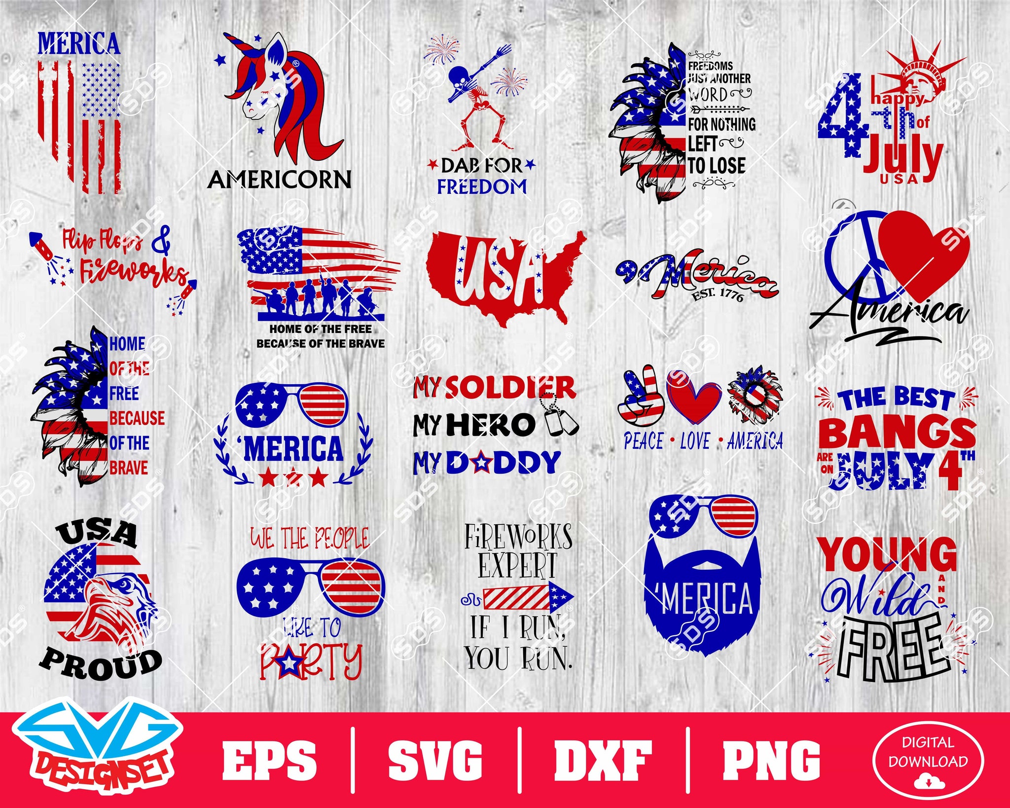 Fourth of July Svg, Dxf, Eps, Png, Clipart, Silhouette and Cutfiles #6 - SVGDesignSets