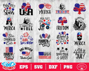 Fourth of July Svg, Dxf, Eps, Png, Clipart, Silhouette and Cutfiles #15 - SVGDesignSets