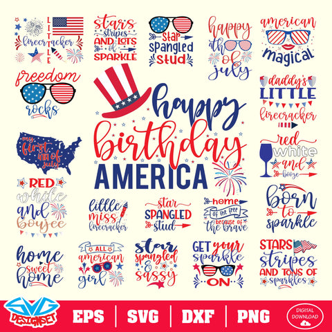 Fourth of July Svg, Dxf, Eps, Png, Clipart, Silhouette and Cutfiles #23 - SVGDesignSets