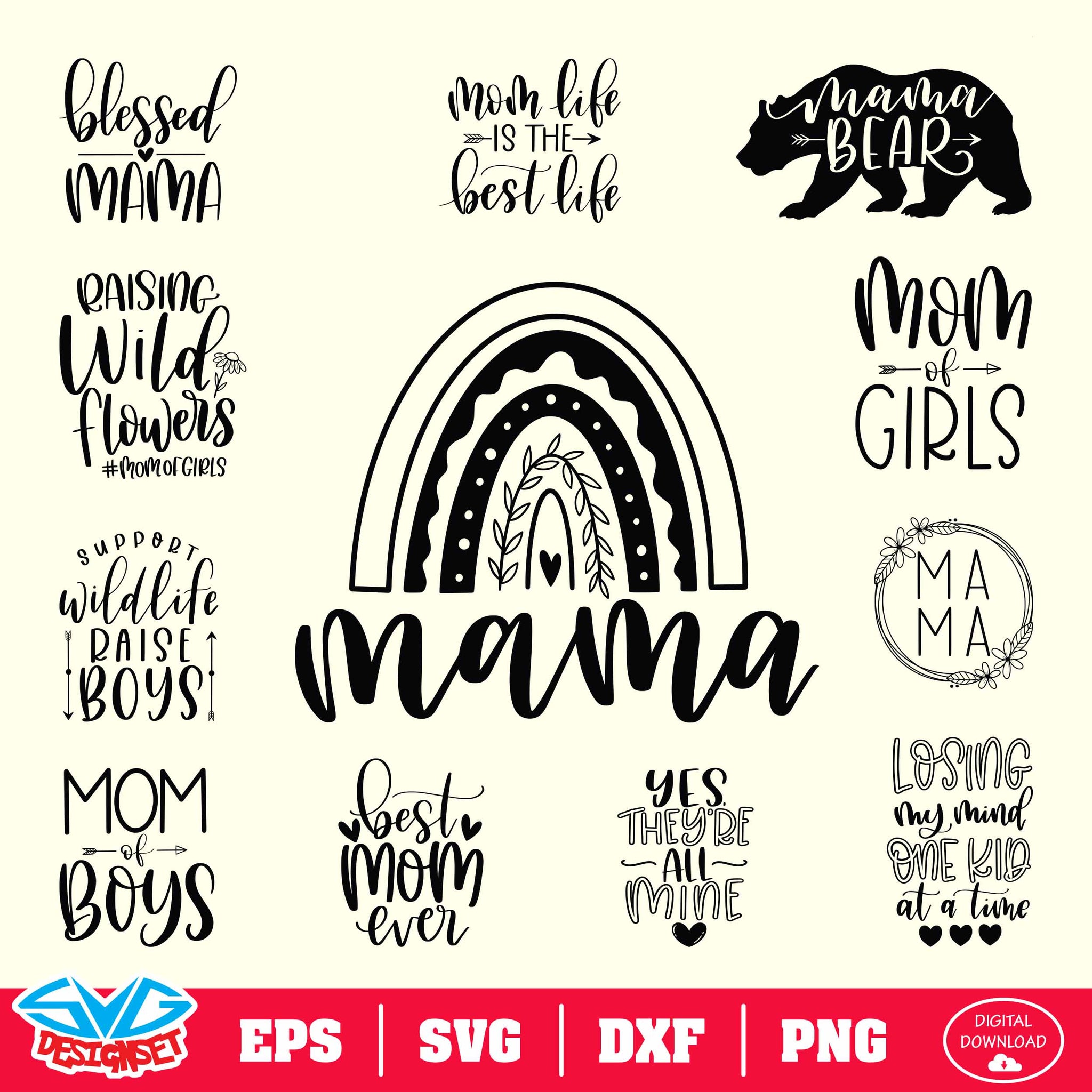 Happy Mother's Day Bundle Svg, Dxf, Eps, Png, Clipart, Silhouette and Cutfiles #6 - SVGDesignSets
