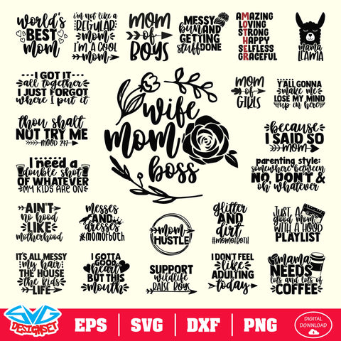 Happy Mother's Day Bundle Svg, Dxf, Eps, Png, Clipart, Silhouette and Cutfiles #8 - SVGDesignSets