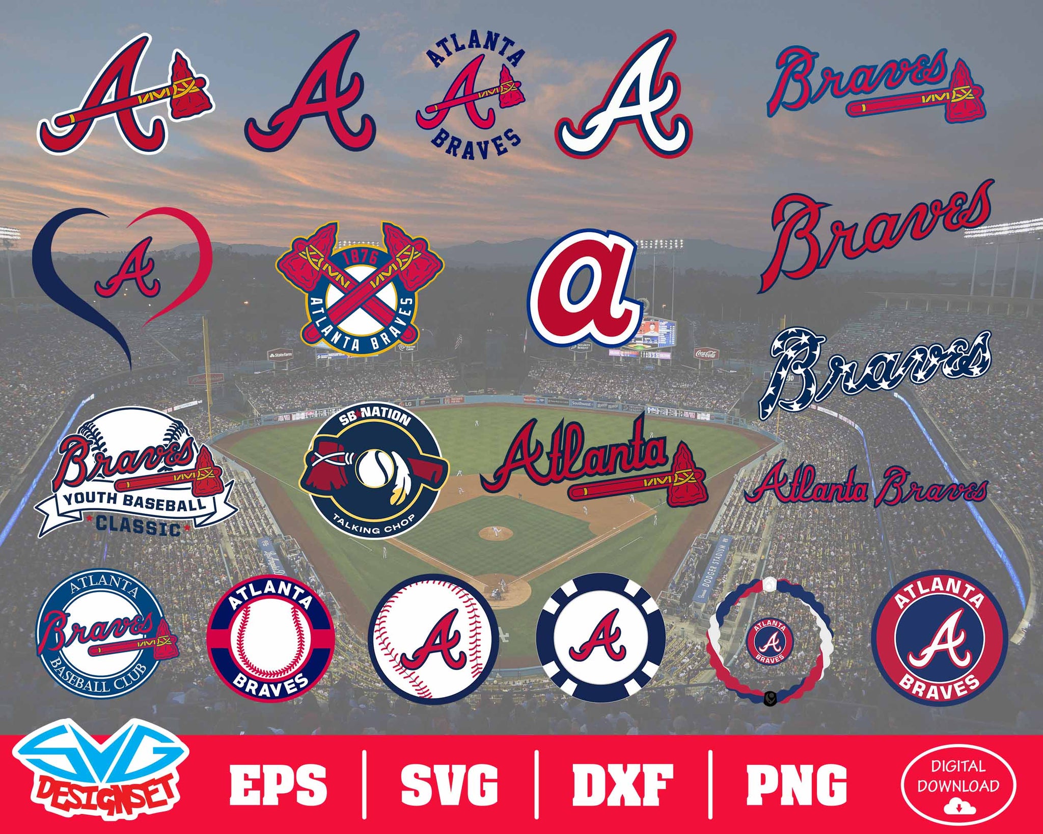 Atlanta Braves Team Svg, Dxf, Eps, Png, Clipart, Silhouette and Cutfil