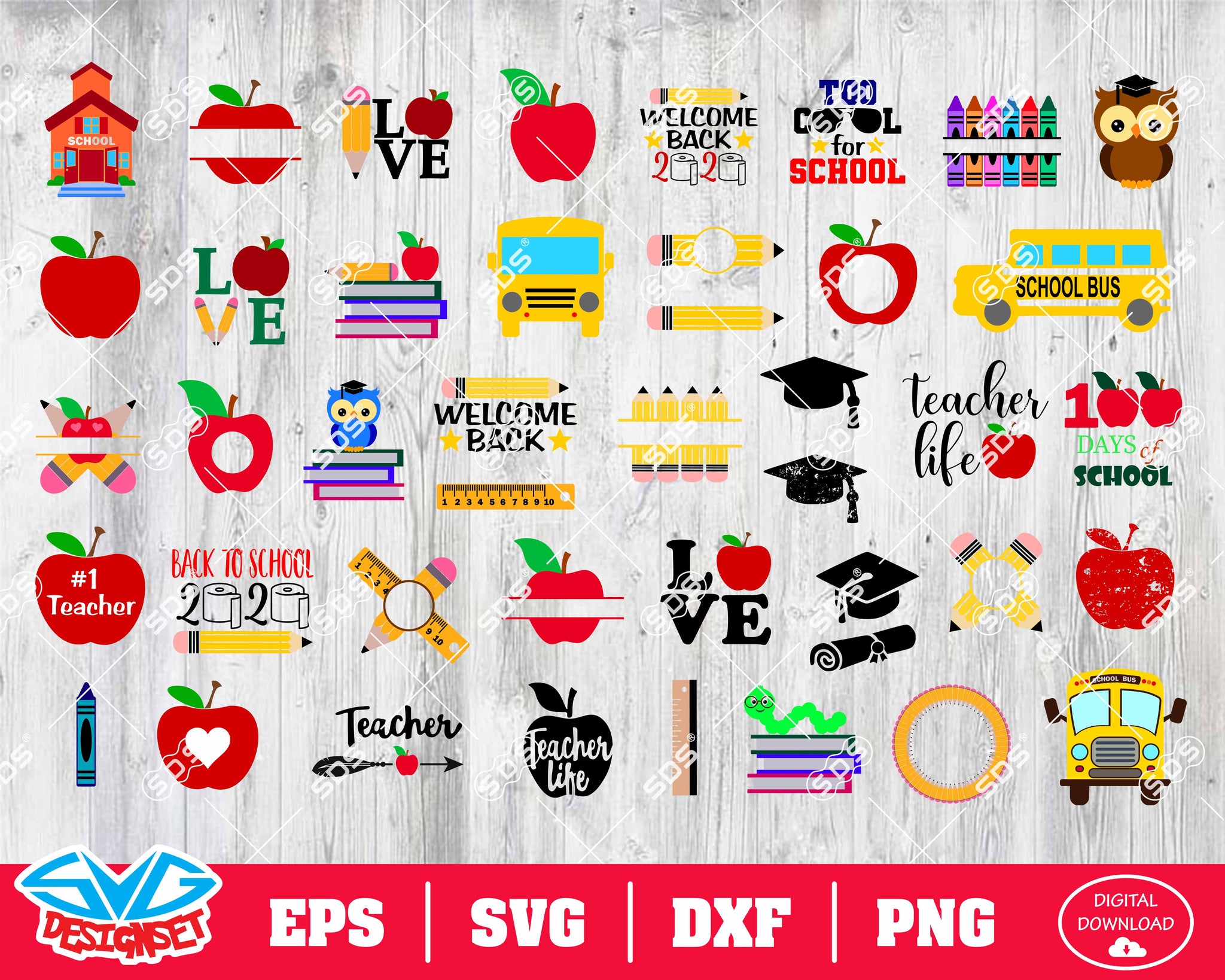 Back to School Svg, Dxf, Eps, Png, Clipart, Silhouette and Cutfiles #1 - SVGDesignSets