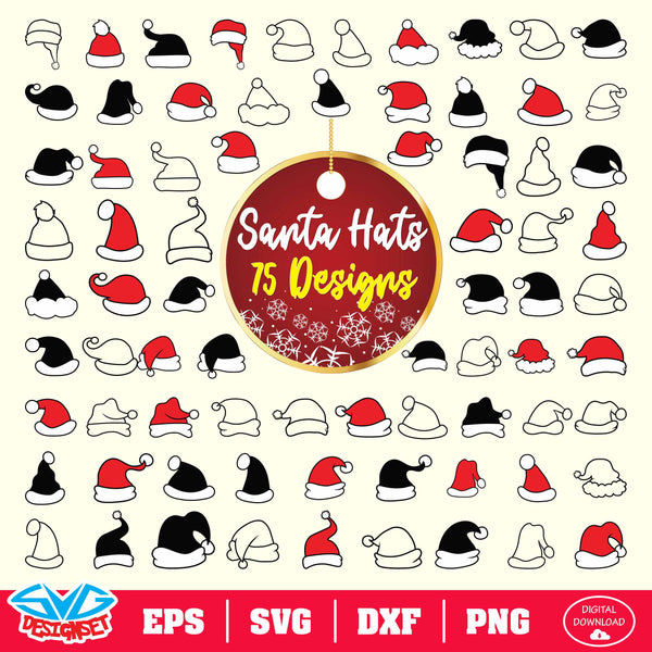 Santa Hats Big Bundle Svg, Dxf, Eps, Png, Clipart, Silhouette and Cutfiles - SVGDesignSets