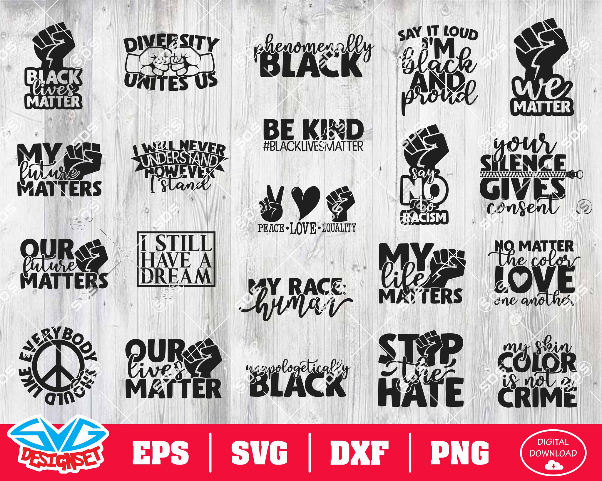 Black Lives Matter Bundle Svg, Dxf, Eps, Png, Clipart, Silhouette and Cutfiles #3 - SVGDesignSets