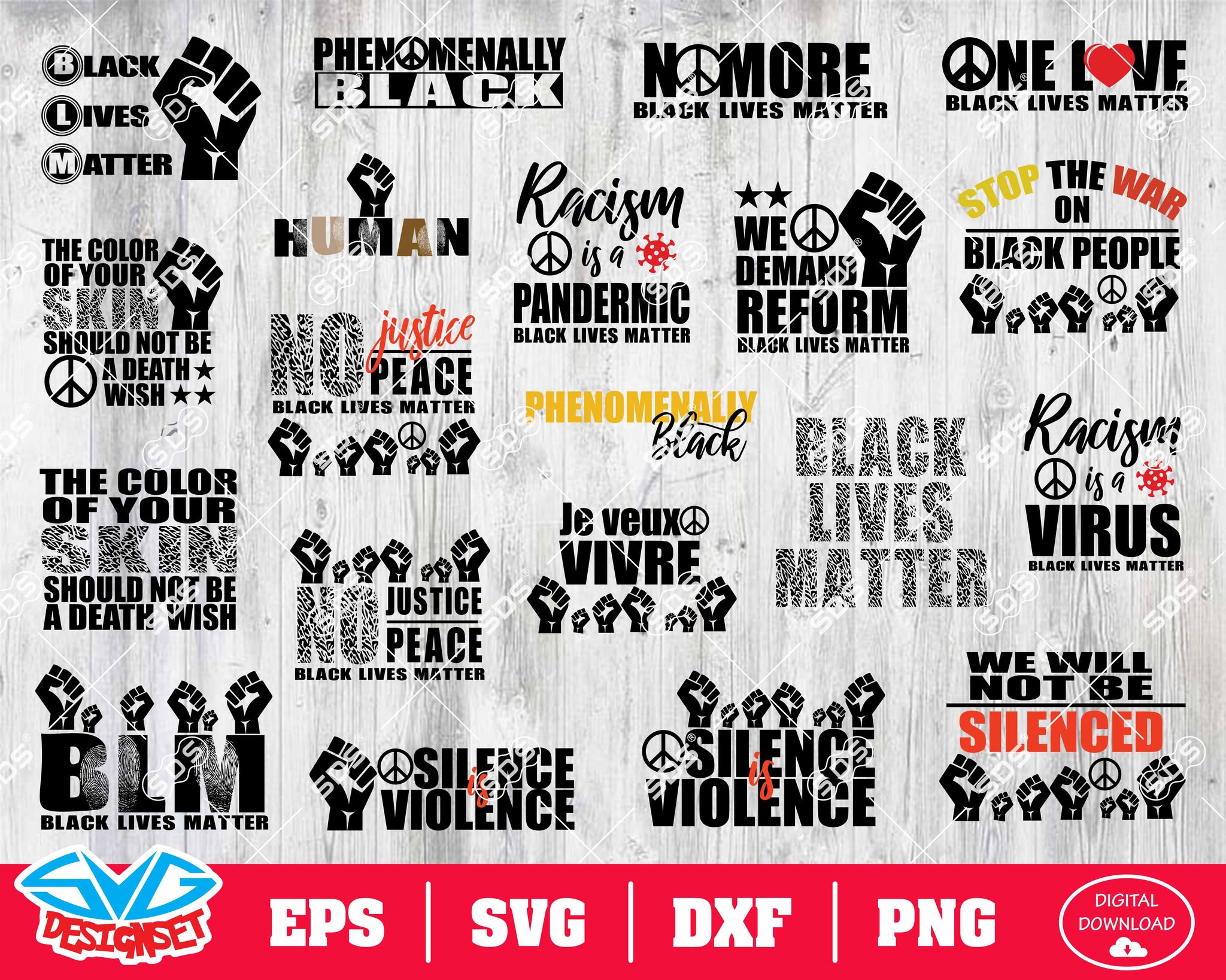 Black Lives Matter Bundle Svg, Dxf, Eps, Png, Clipart, Silhouette and Cutfiles #2 - SVGDesignSets