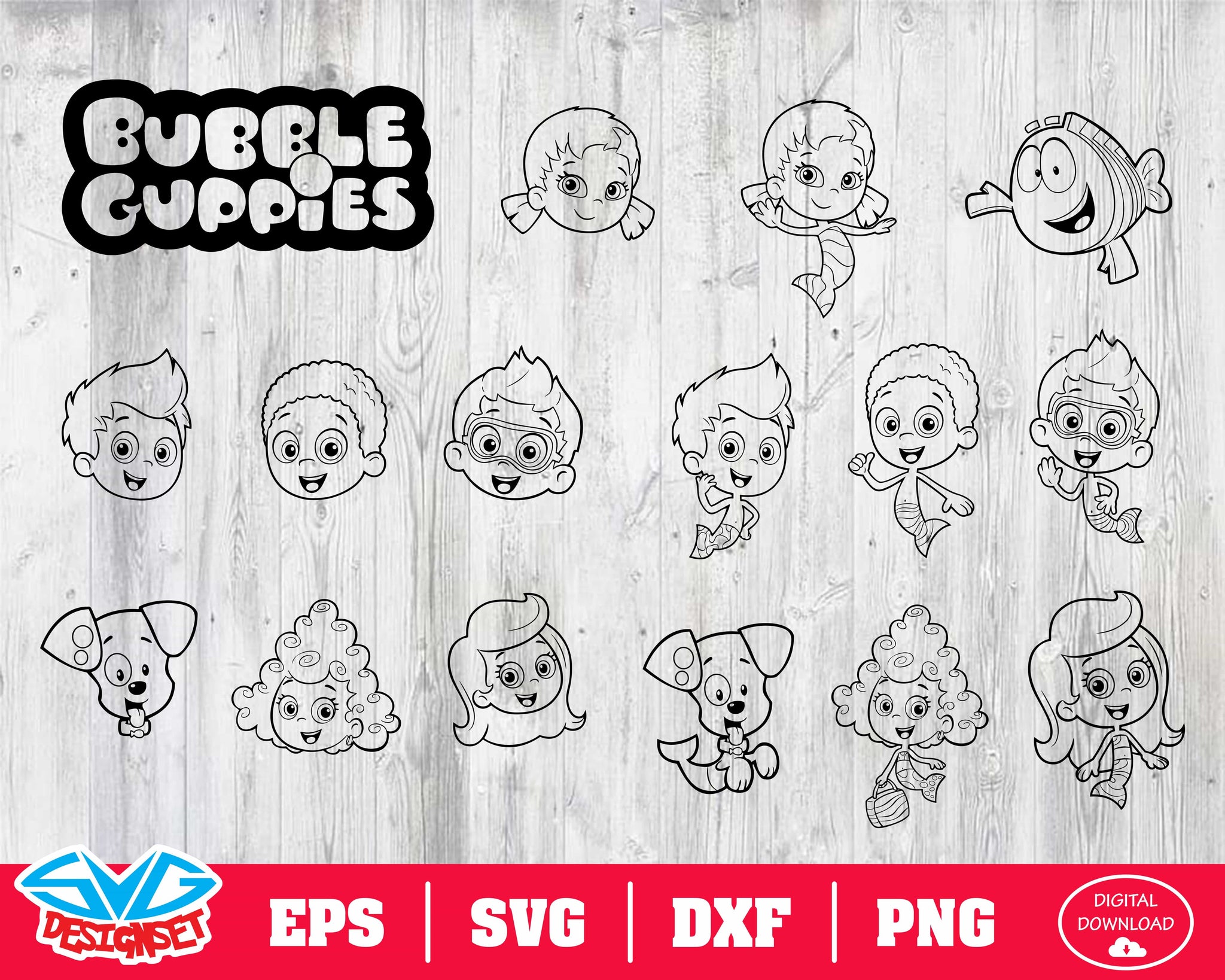 Bubble Guppies Svg, Dxf, Eps, Png, Clipart, Silhouette and Cutfiles #2 - SVGDesignSets