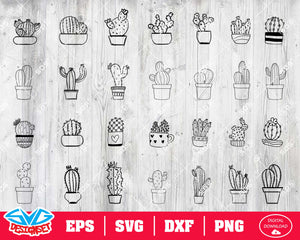 Cactus Svg, Dxf, Eps, Png, Clipart, Silhouette and Cutfiles - SVGDesignSets
