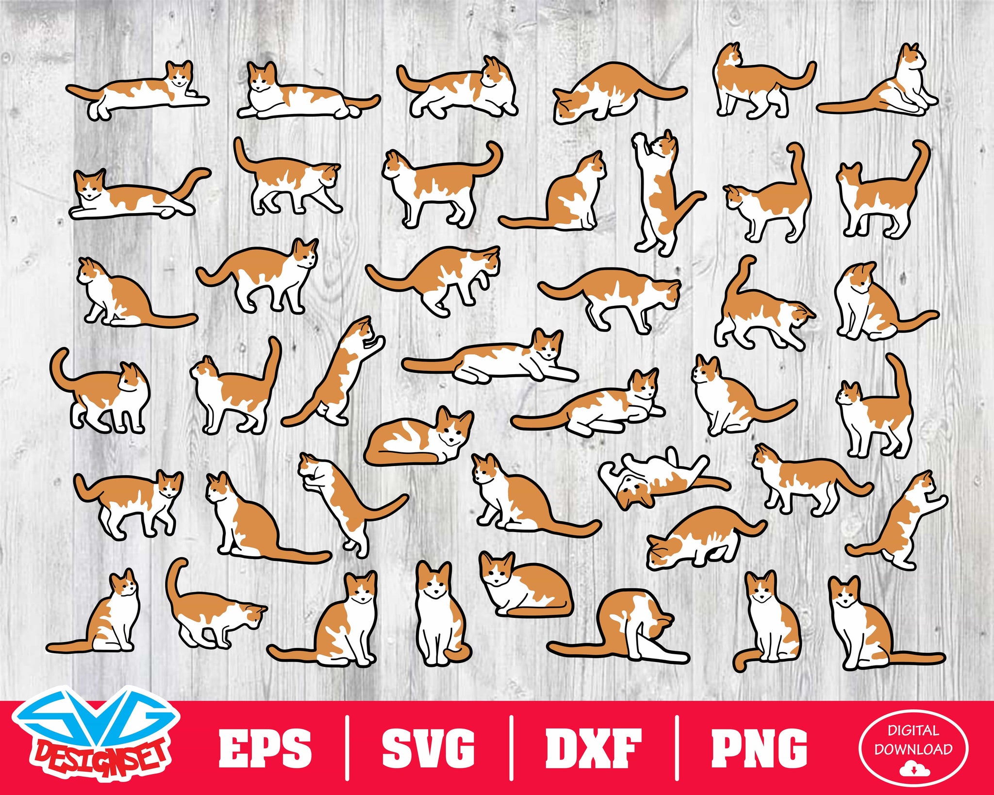 Cat Svg, Dxf, Eps, Png, Clipart, Silhouette and Cutfiles #2 - SVGDesignSets