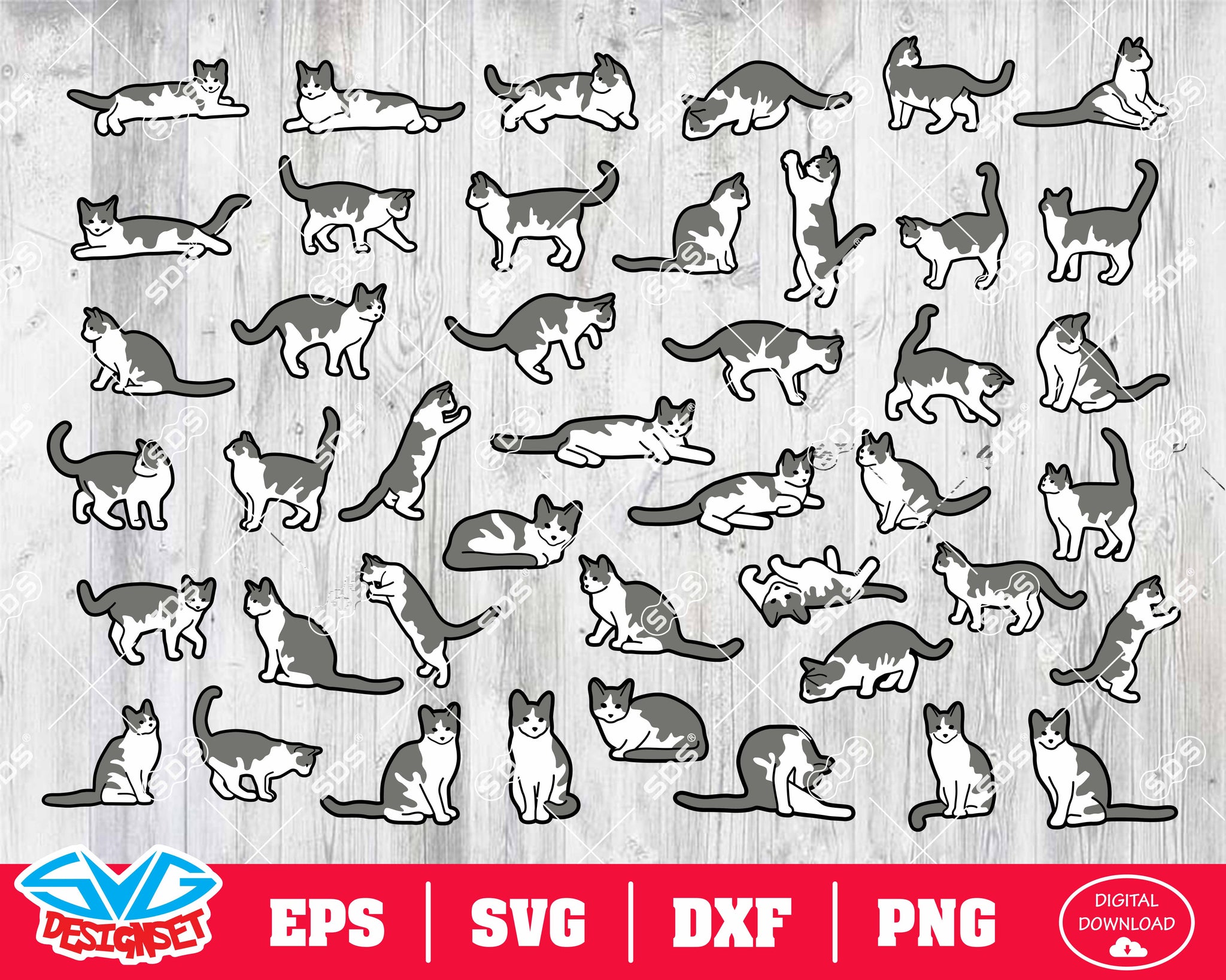 Cat Svg, Dxf, Eps, Png, Clipart, Silhouette and Cutfiles #3 - SVGDesignSets