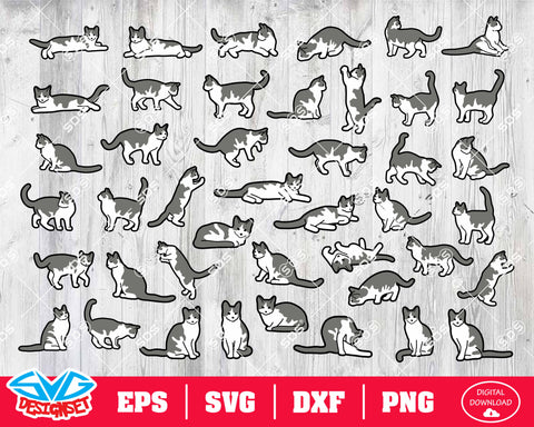 Cat Svg, Dxf, Eps, Png, Clipart, Silhouette and Cutfiles #3 - SVGDesignSets