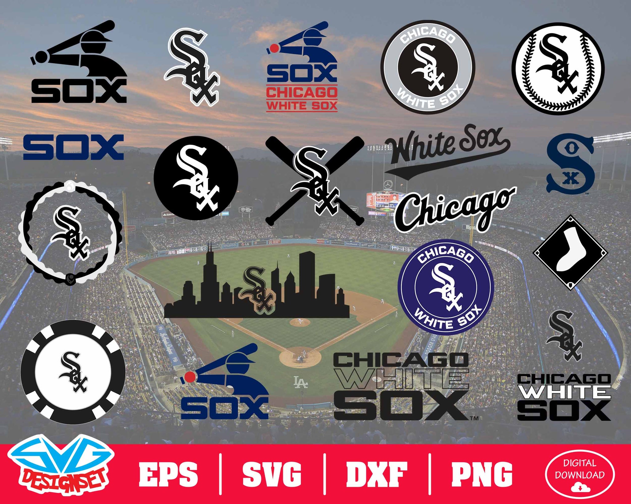 Chicago White Sox Team Svg, Dxf, Eps, Png, Clipart, Silhouette and Cutfiles - SVGDesignSets