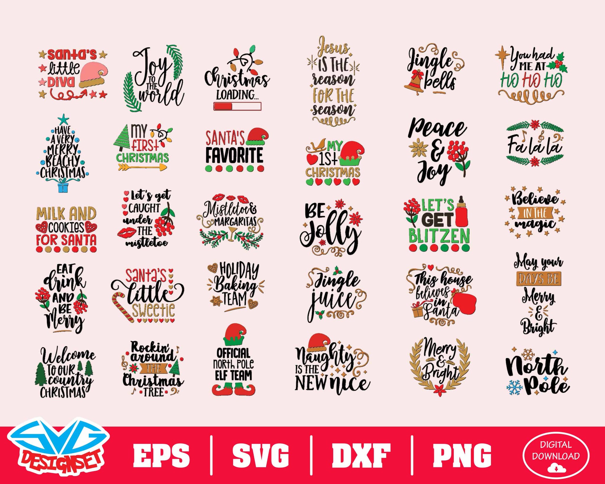 Christmas Bundle Svg, Dxf, Eps, Png, Clipart, Silhouette and Cutfiles #10 - SVGDesignSets