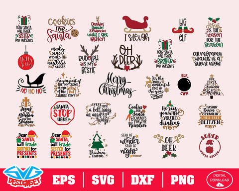 Christmas Bundle Svg, Dxf, Eps, Png, Clipart, Silhouette and Cutfiles #8 - SVGDesignSets