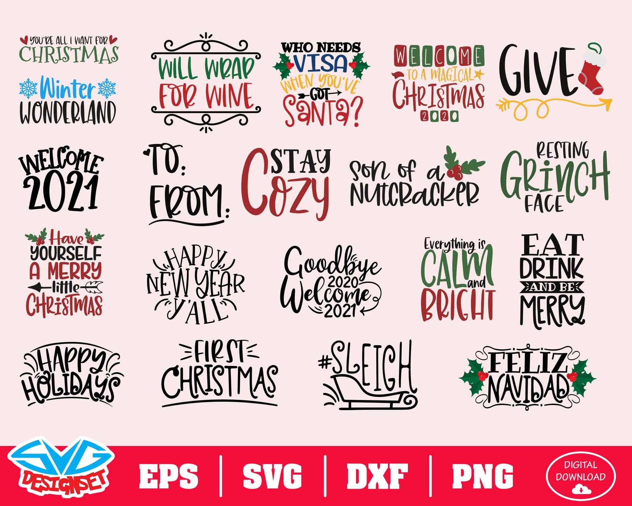 Christmas Bundle Svg, Dxf, Eps, Png, Clipart, Silhouette and Cutfiles #4 - SVGDesignSets