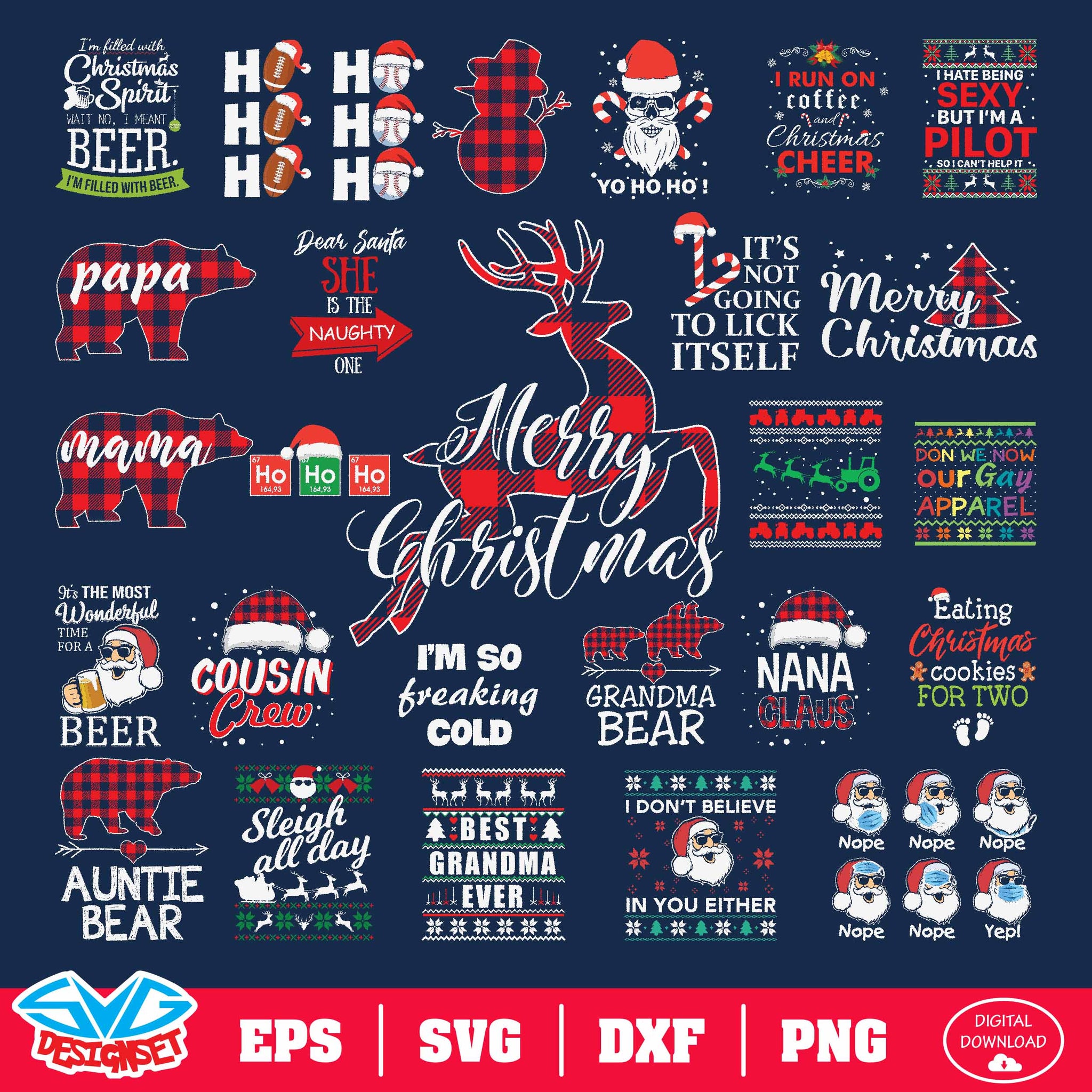 Christmas Bundle Svg, Dxf, Eps, Png, Clipart, Silhouette and Cutfiles - SVGDesignSets