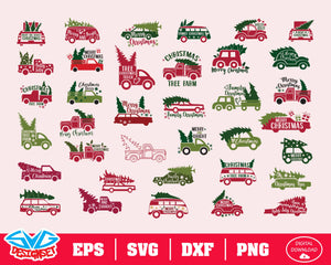 Christmas Car Svg, Dxf, Eps, Png, Clipart, Silhouette and Cutfiles #1 - SVGDesignSets