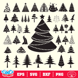 Christmas Tree Bundle Svg, Dxf, Eps, Png, Clipart, Silhouette and Cutfiles #001 - SVGDesignSets