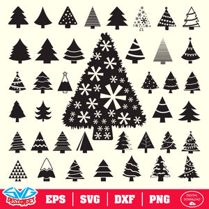 Christmas Tree Bundle Svg, Dxf, Eps, Png, Clipart, Silhouette and Cutfiles #002 - SVGDesignSets