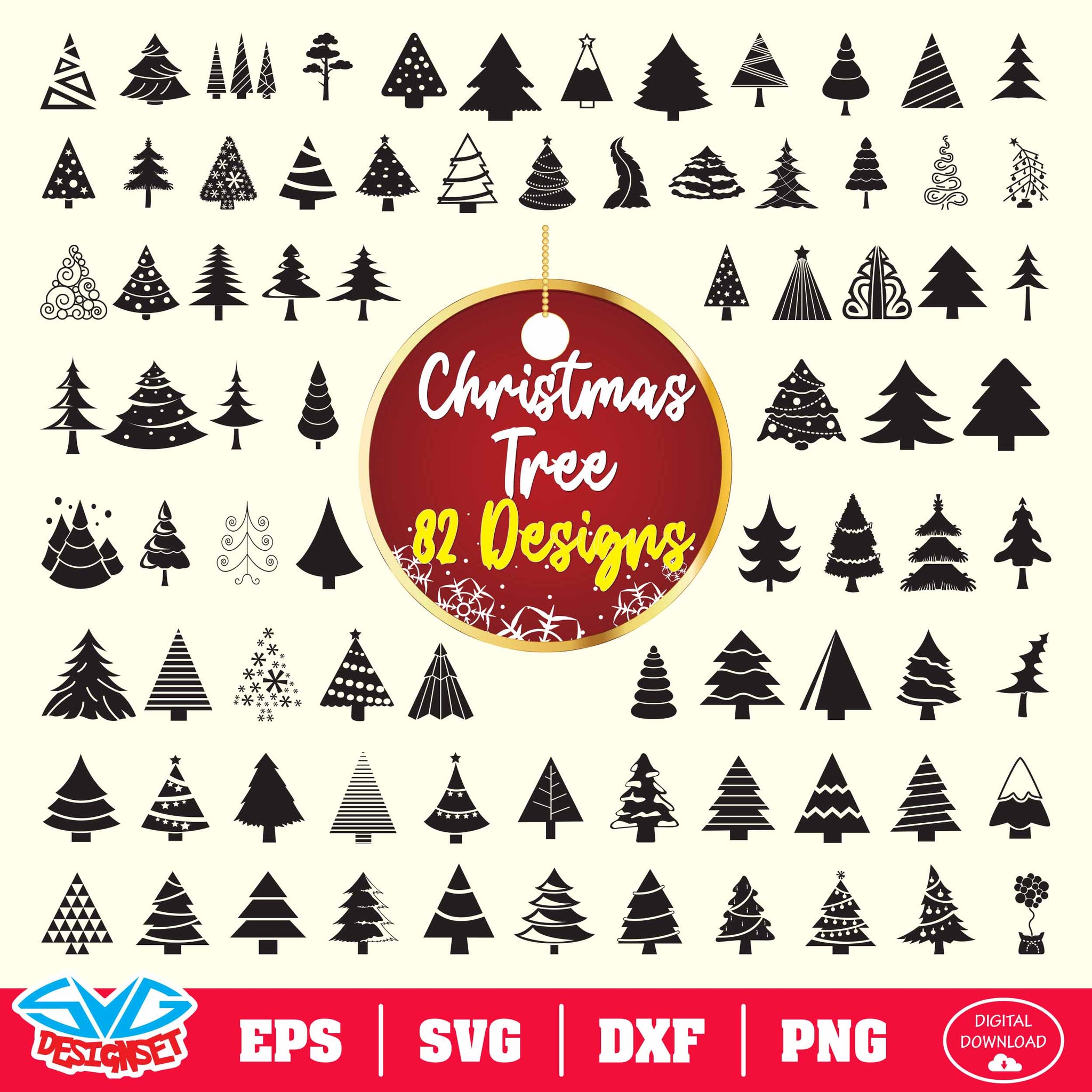 Christmas Tree Big Bundle Svg, Dxf, Eps, Png, Clipart, Silhouette and Cutfiles - SVGDesignSets