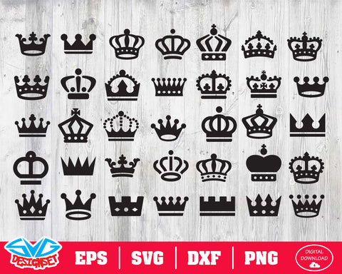 Crown Svg, Dxf, Eps, Png, Clipart, Silhouette and Cutfiles - SVGDesignSets