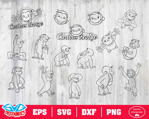 Curious George Svg, Dxf, Eps, Png, Clipart, Silhouette and Cutfiles #2 - SVGDesignSets