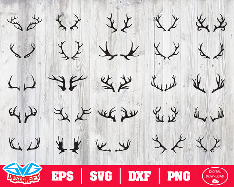 Deer antlers Svg, Dxf, Eps, Png, Clipart, Silhouette and Cutfiles - SVGDesignSets