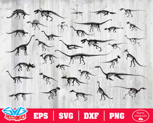 Dinosaur Skeletons Svg, Dxf, Eps, Png, Clipart, Silhouette and Cutfiles - SVGDesignSets