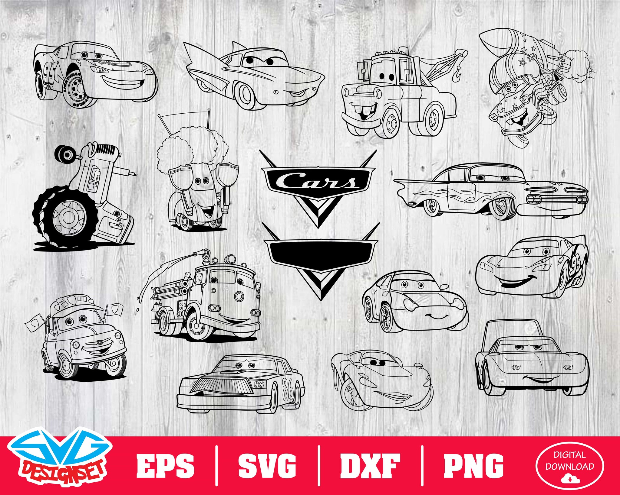 Disney cars Svg Dxf, Eps, Png, Clipar, Silhouette and Cutfiles #2 - SVGDesignSets
