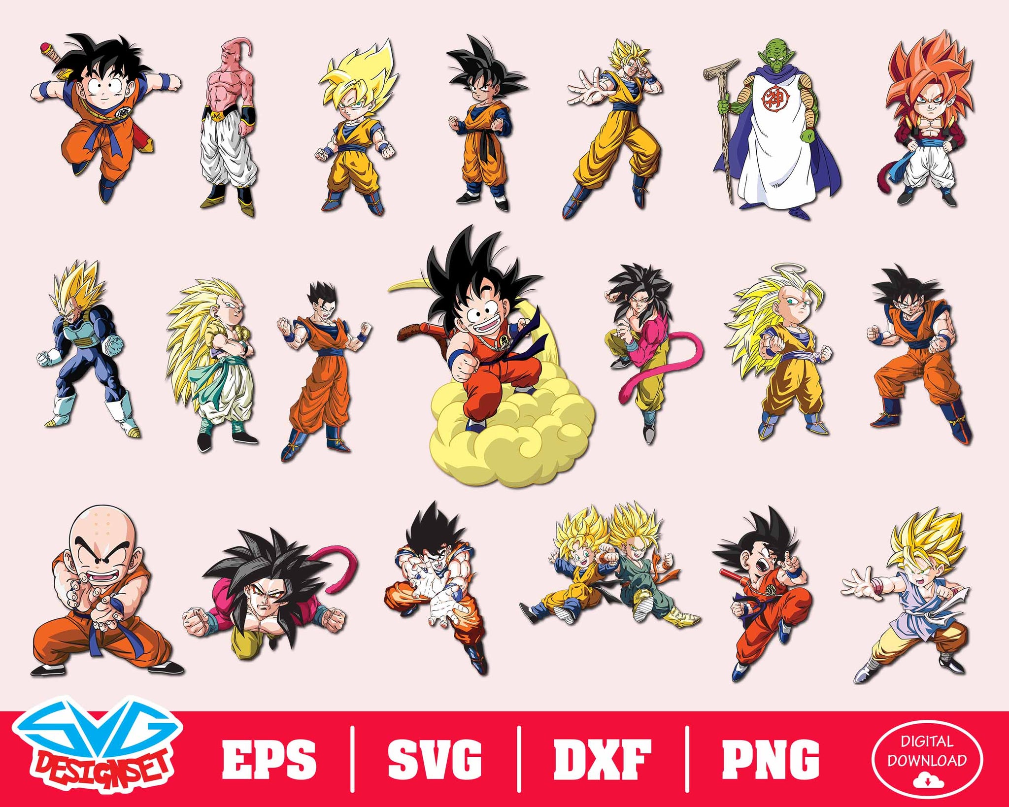 Dragon Ball Z Svg, Dxf, Eps, Png, Clipart, Silhouette and Cutfiles #1 - SVGDesignSets