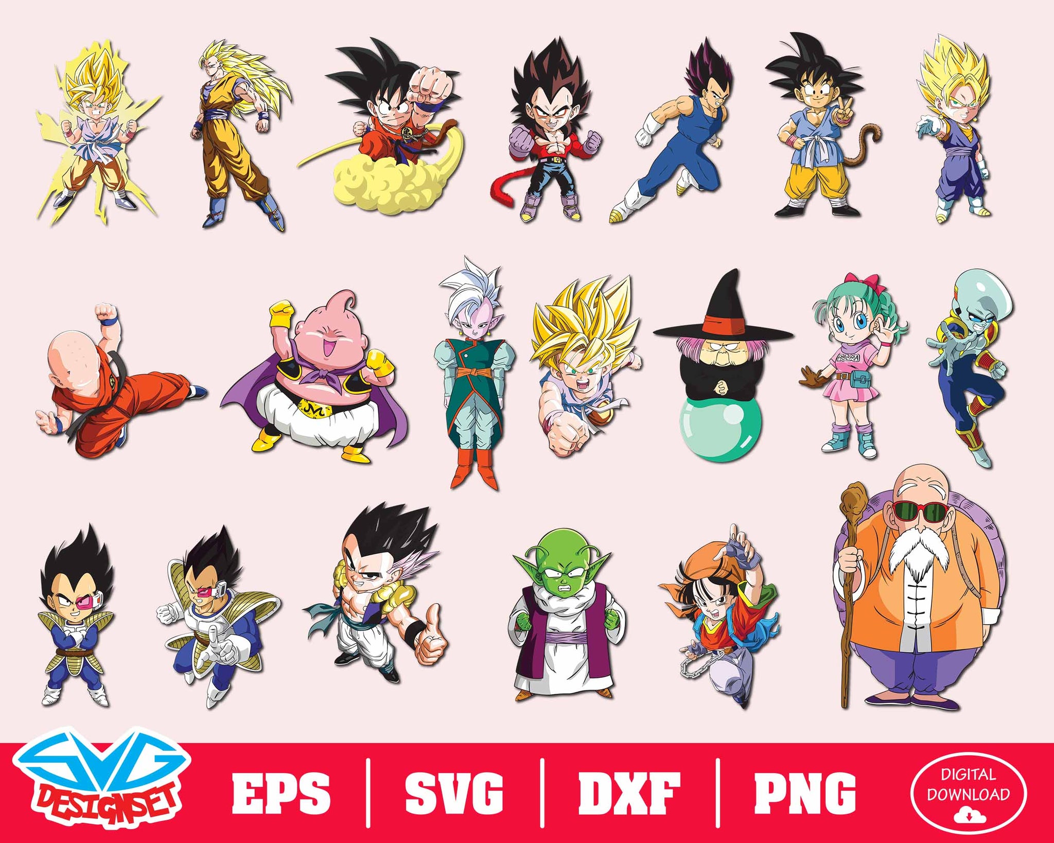Dragon Ball Z Svg, Dxf, Eps, Png, Clipart, Silhouette and Cutfiles #2 - SVGDesignSets