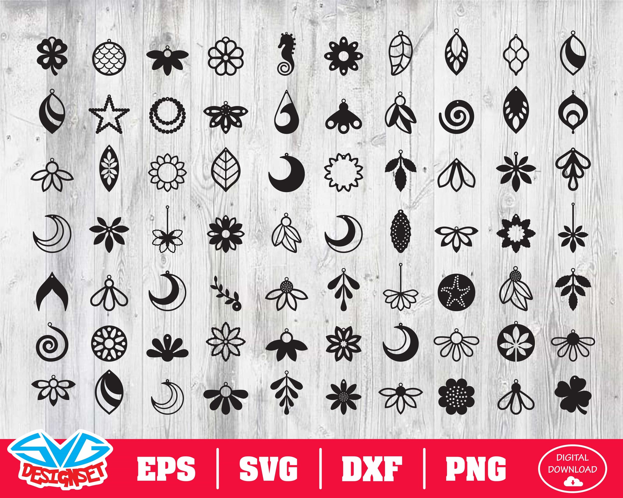 Earring Bundles Svg, Dxf, Eps, Png, Clipart, Silhouette and Cutfiles - SVGDesignSets