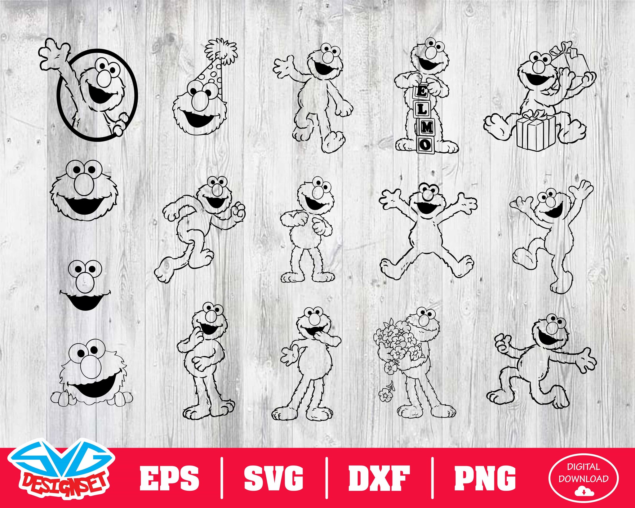 Elmo Svg, Dxf, Eps, Png, Clipart, Silhouette and Cutfiles #2 - SVGDesignSets