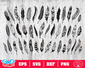 Feathers Svg, Dxf, Eps, Png, Clipart, Silhouette and Cutfiles #2 - SVGDesignSets