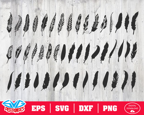 Feathers Svg, Dxf, Eps, Png, Clipart, Silhouette and Cutfiles #1 - SVGDesignSets