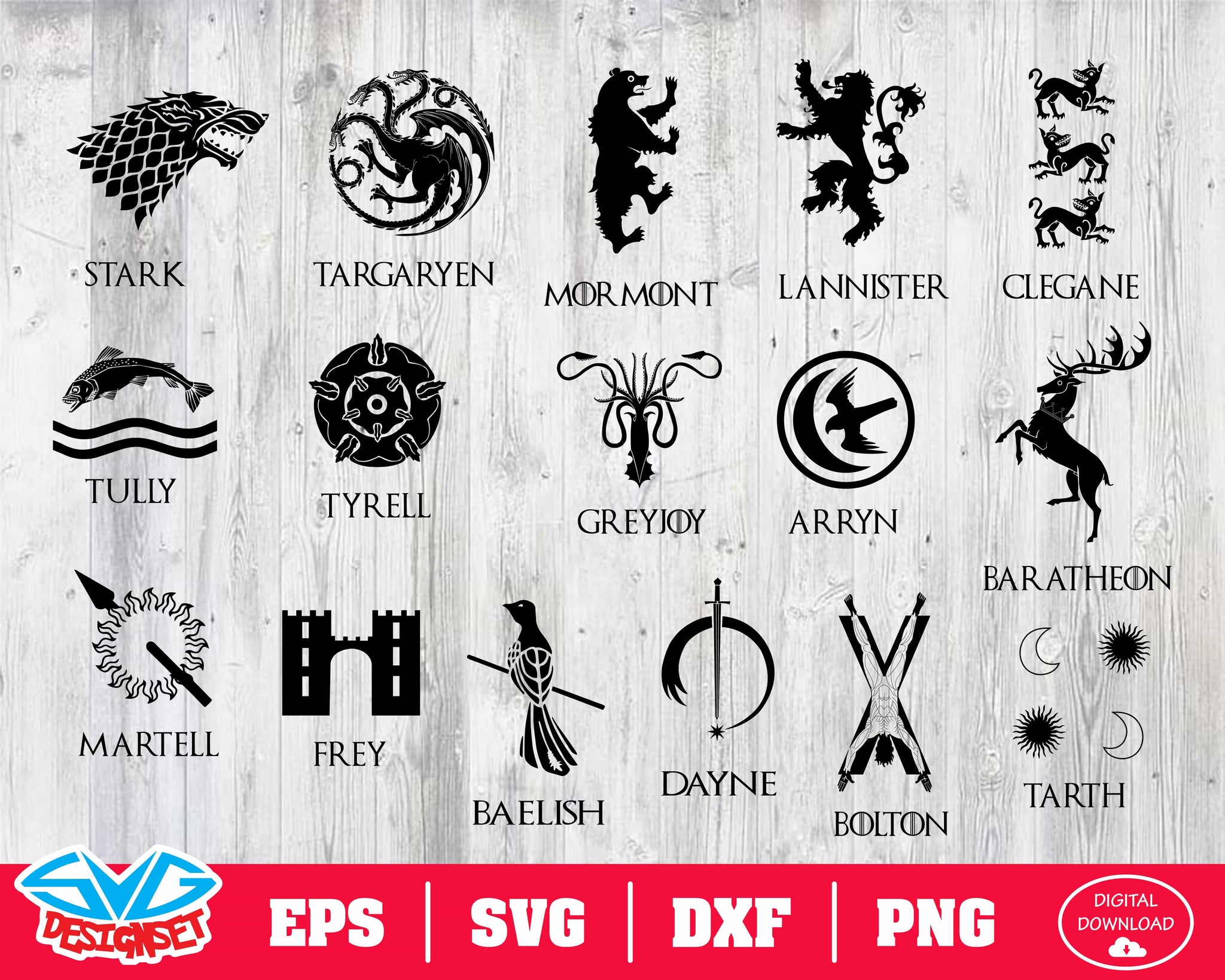 Game of thrones logo SVG cutting files for Cricut and Silhouette Cameo -  GOT logo png clipart - Game of thrones dxf vector files