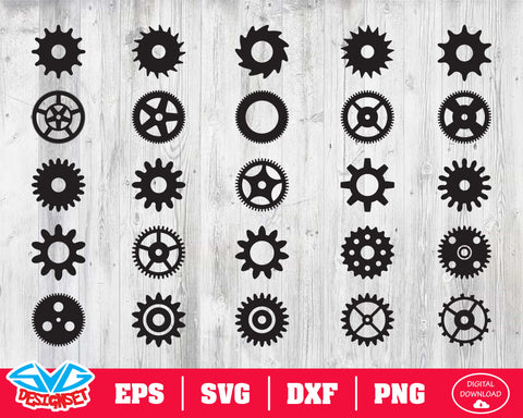 Gear wheel Svg, Dxf, Eps, Png, Clipart, Silhouette and Cutfiles - SVGDesignSets