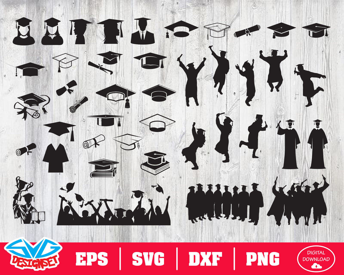 Graduation Svg, Dxf, Eps, Png, Clipart, Silhouette and Cutfiles