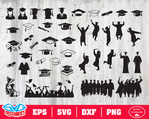 Graduation Svg, Dxf, Eps, Png, Clipart, Silhouette and Cutfiles #2 - SVGDesignSets