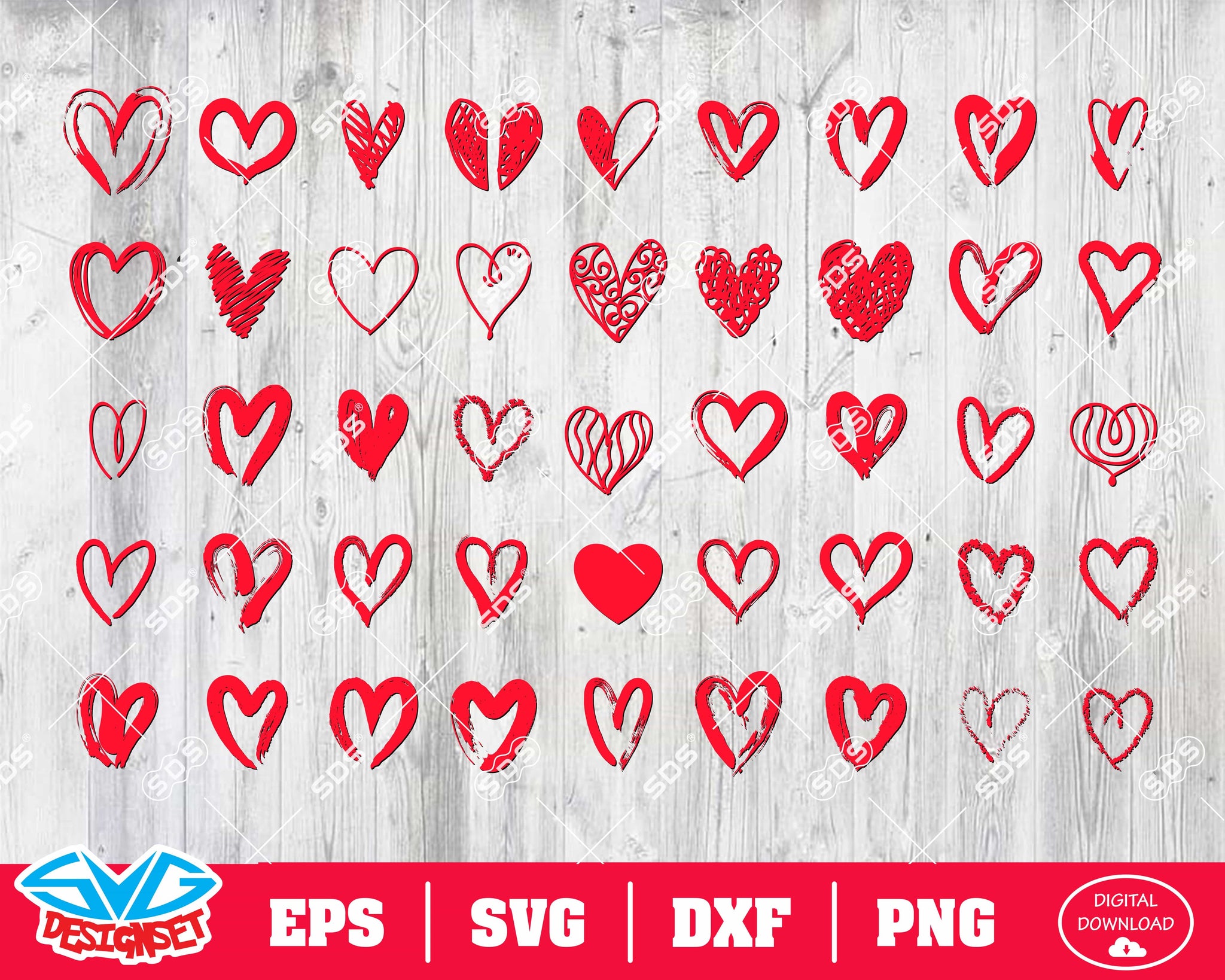 Heart Svg, Dxf, Eps, Png, Clipart, Silhouette and Cutfiles #3 - SVGDesignSets