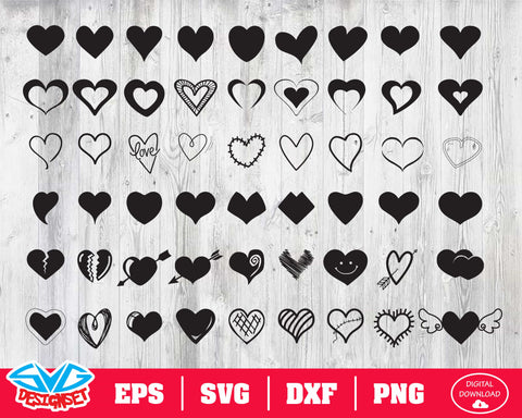 Heart Svg, Dxf, Eps, Png, Clipart, Silhouette and Cutfiles #1 - SVGDesignSets