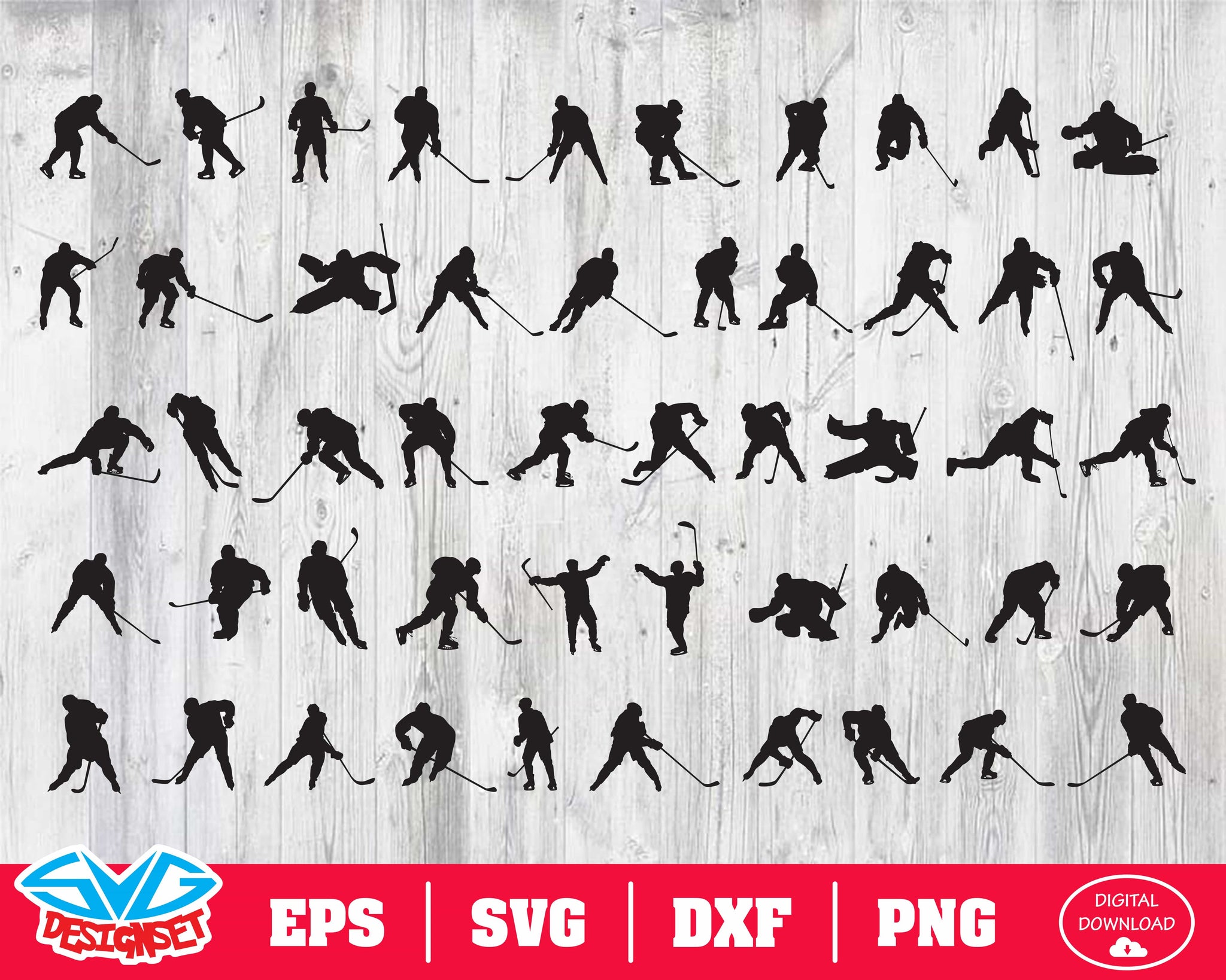 Hockey Svg, Dxf, Eps, Png, Clipart, Silhouette and Cutfiles - SVGDesignSets