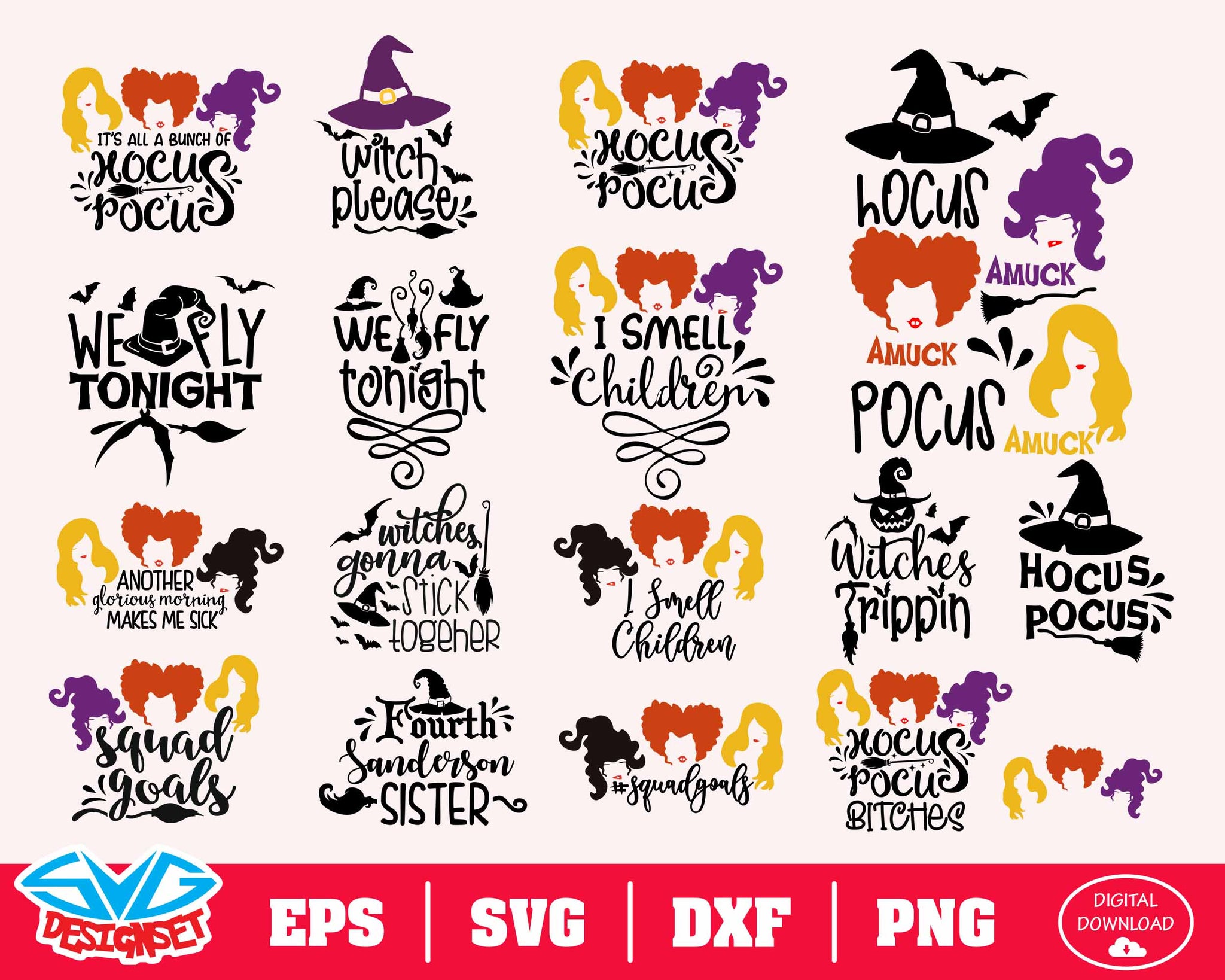 Hocus pocus Svg, Dxf, Eps, Png, Clipart, Silhouette and Cutfiles #3 - SVGDesignSets