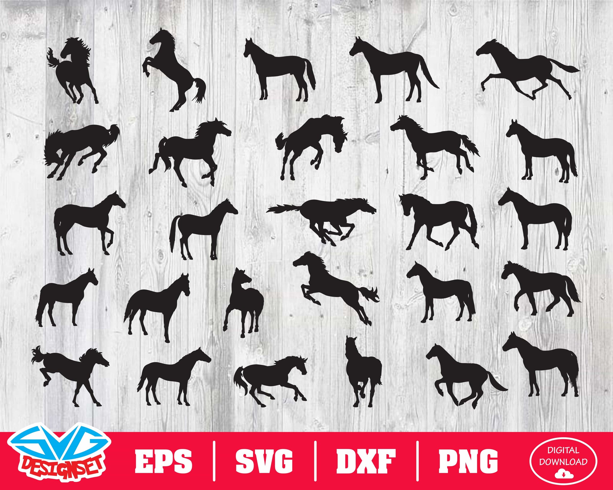 Horse Svg, Dxf, Eps, Png, Clipart, Silhouette and Cutfile - SVGDesignSets