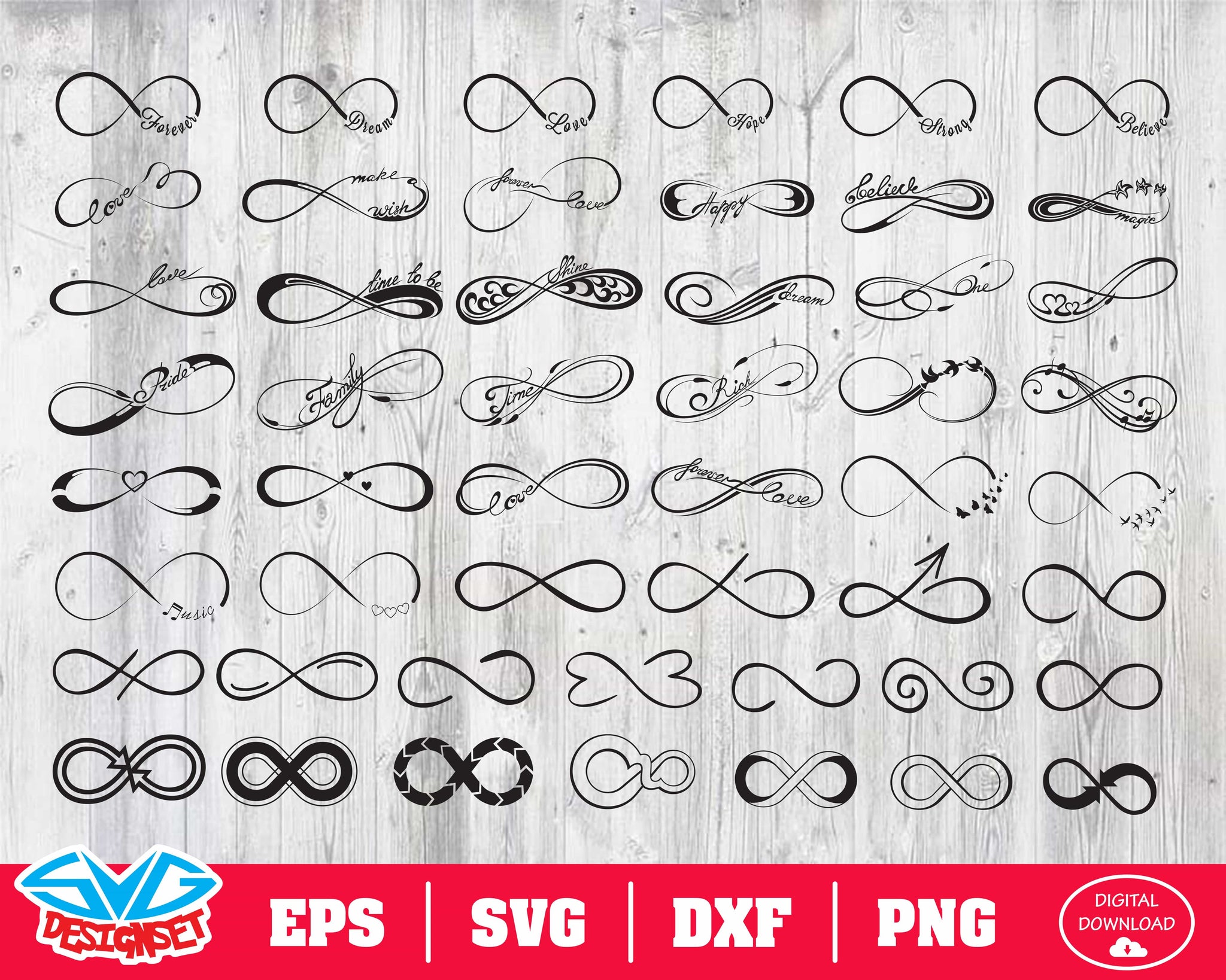 Infinity Svg, Dxf, Eps, Png, Clipart, Silhouette and Cutfiles - SVGDesignSets